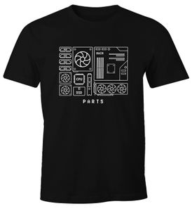 Herren T-Shirt Informatik PC Teile Parts motherboard Geschenk Informatiker Nerd Gaming Fun-Shirt lustig Moonworks® schwarz 5XL