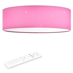 Navaris LED Deckenleuchte 40cm - Dimmbar Farbtemperaturwechsel Fernbedienung - 22W Stoff Pink Sternenhimmel - Wohnzimmer Lampe Schlafzimmer