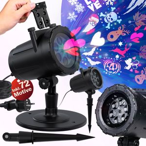 MONZANA® LED Projektor Weihnachten Außen Innen 72 Motive Bunt IP44 Beleuchtung Sternenhimmel Schneeflocken Halloween Geburtstag Projektorlampe Lampe