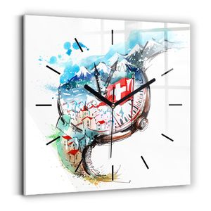 Wallfluent Wanduhr – Stilles Quarzuhrwerk - Uhr Dekoration Wohnzimmer Schlafzimmer Küche - Zifferblatt mit Striche - schwarze Zeiger - 30x30 cm - Schweizer Uhr