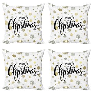 ABAKUHAUS Weihnachten Kissenbezug Set (4 Stück), Merry Xmas Snowflake, Moderner Doppelseitiger Digitaldruck, 40 cm x 40 cm, Mehrfarbig