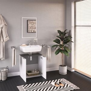 Livinity® Otis toaletný stolík, 58 x 60 cm, biely vysoký lesk/antracit
