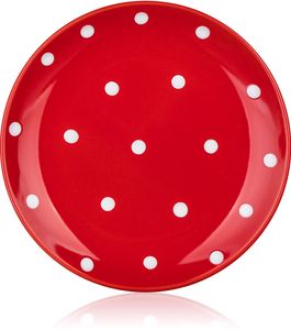 Ceramiczny talerz deserowy DOTS 18,6 cm, czerwony, zestaw 6 sztuk