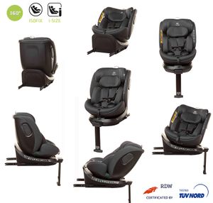 360° ENZO-FIX Premium Kindersitz Isofix mit Stabilisierungsbein I-Size mit zusätzlichem Seitenschutz RWF bis 105cm Mitwachsender Kindersitz