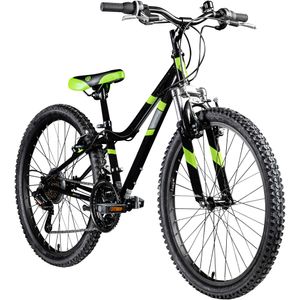 Galano GA20 24 Zoll Jugendfahrrad MTB Hardtail 130 - 145 cm Mädchen Jungen Fahrrad ab 8 Jahre Mountainbike 21 Gänge Jugendrad V-Brakes, Farbe:schwarz/grün, Rahmengröße:30 cm