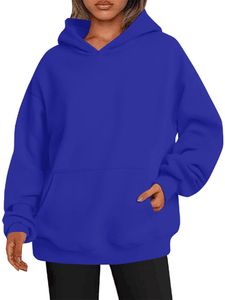 Damen Kapuzenpullover Sweatshirt  Pullover Lässig Langarm Hoodies Winter Strickwaren Königsblau,Größe M