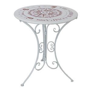 Garden Pleasure Tisch BAYO rund Ø60cm Metall mit Vintage Kompass-Motiv - Tisch im Vintage-Stil