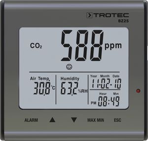TROTEC BZ25 CO2-Luftqualitätsmonitor Ideal für Büro Schule Kindergarten Raumluft Raumtemperatur Luftfeuchtigkeit