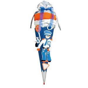 Schultüten-Bastelset Polizist 68cm 6-eckig Rot(h)-Spitze Kreppverschluss
