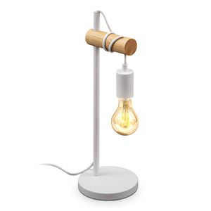 LED Tischlampe Retro Holz Metall Weiß Vintage Schreibtisch-Leuchte exkl. 1x E27