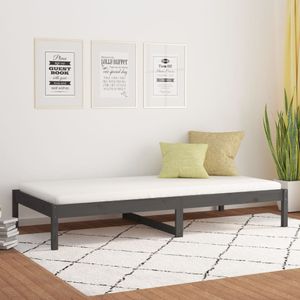 Schlafzimmermöbel - ELEGANTE - Bettrahmen - Tagesbett Grau 90x200 cm Matratze Massivholz Kiefer&23814