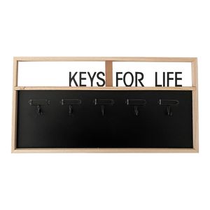 Holz Schlüsselboard Schlüsselbrett Schlüsselleiste Haken Schwarz B50xH26xT2cm