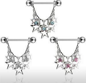 Brustwarzen Piercing Stern Nippelpiercing Brustpiercing Sterne Kette Barbell klar