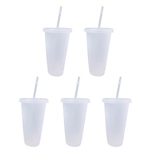 500 ml 500 ml/700 ml Wasserbecher Nahrungsmittelqualität Anti-Deform PP Water Straw Cup mit Deckel für Zuhause-L