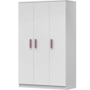 Kleiderschrank Drehtürenschrank Kinderkleiderschrank Schrank 120cm Weiß/Weiß mit erikafarbigen Griffen - JONAS 19 Kleiderschrank Drehtürenschrank Kinderkleiderschrank Schrank 120cm Weiß/Weiß mit erikafarbigen Griffen - JONAS 19