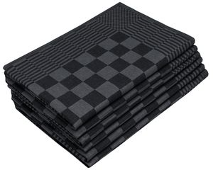 6er Set Geschirrtücher, 65x65 cm, 100% Baumwolle, schwarz