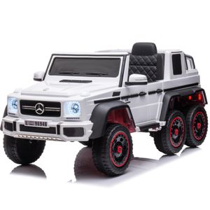 Kinder elektroauto Mercedes G63 6X6 AMG kinderauto 12V, 4X45W, Mit Gummireifen, Ledersitz Mit 2.4G Fernbedienung (Weiß)