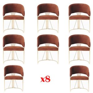 JV Möbel Designer-Set mit 8 Stühlen auf Edelstahlbasis mit gepolstertem Textilsitz und Rückenlehne