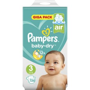 Pampers Baby-Dry Größe 3, 136 Windeln