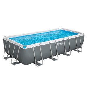 Bestway® Power Steel™ Frame Pool Komplett-Set mit Filterpumpe 549 x 274 x 122 cm, grau, eckig