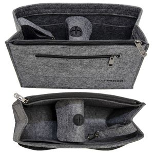 Handtaschen Organizer 27x10x16cm M Filz Tasche Innentasche Taschen Einsatz Grau