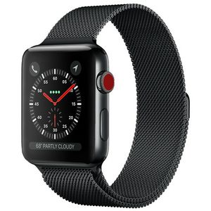 Apple Watch Premium Edelstahl Milanese Armband für Serie 1 2 3 4 5 Magnet Neu, Farbe:Black, Gehäusegrösse:42/44mm