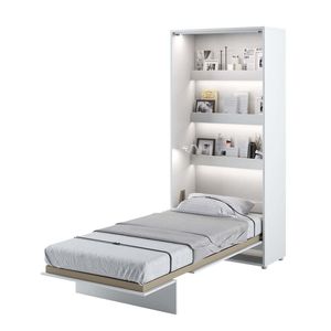 Furniture24 Schrankbett Bed Concept, Wandklappbett mit Lattenrost, V-Bett, Wandbett Bettschrank Schrank mit integriertem Klappbett Funktionsbett BC-03, 90 x 200 cm, Weiß/Weiß, Vertical