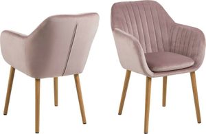 OXM Eleganter gepolsterter Esszimmerstuhl Vitoria VIC-Stoff Dusty Rose 18 / Eiche geölt 57 x 83 x 61 cm