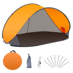 Duhome Strandmuschel Pop Up Strandzelt Campingzelt Trekkingzelt UV Schutz Wurfzelt, Grau+Orange