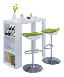 VCM dřevěný barový stůl barový stůl bistro stůl barový pult vysoký stůl Oktola bílá