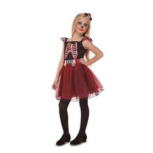 Slečna kostra Deň mŕtvych dievča kostým Halloween kostým čierna červená