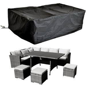 Mucola Schutzhülle Gartenmöbel Abdeckplane Abdeckhaube Garnitur Couch Sofa Tisch Wetterfest Schwarz - Rattan Lounge 262x192x70