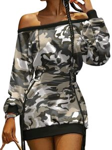 MORYDAL Etuikleider Damen Feste Farbe T-Shirt Dresses Urlaub von Schulter Mini Kleider lose lange Ärmel,Farbe:Schwarz,Größe:Xl