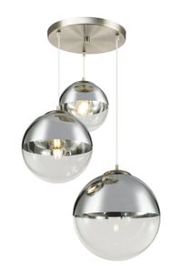 Globo Lighting Hängeleuchte Metall, Glas, 3 Kugeln mit DM: 20 - 25 - 30 cm, ø: 510mm, H: 1200mm, exkl. 3x E27 40W 230V