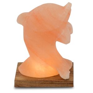 Salzlampen Delfin aus orangem Salzkristall inkl. LED-Elektrik