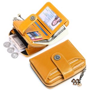 Brieftasche Geldbörse Damen Klein,  mit Münzfach Kleines Zipper Brieftasche Kartenhalter mit RFID Blocker, Geldbeutel Frauen Echtes Leder