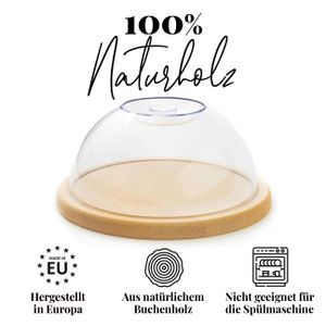 tuuli Käseglocke Käsebrett Käseplatte aus Holz Aufbewahrung von Käse Aufschnitt Kuchenbox