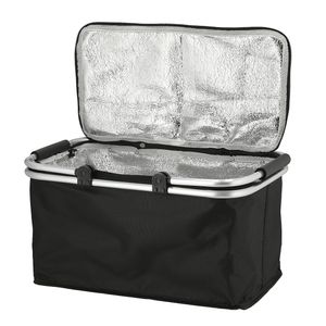 Einkaufskorb 30 Liter schwarz mit Kühlfunktion - 48 x 24 cm - Thermo Einkaufstasche mit zwei Griffen - Thermotasche Kühltasche Picknickkorb Tragekorb