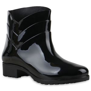 Mytrendshoe Damen Gummistiefel Profil Sohle Stiefel Regen Schuhe 812771, Farbe: Schwarz, Größe: 41