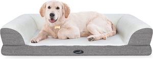 Pecute Orthopädisch Hundebett für großer Hunde, waschbar, herausnehmbar,  Hundesofa mit Memory-Schaum, rutschfeste Hundematte, Hundebett in Größe 106 x 76 x 20 cm, hellgrau