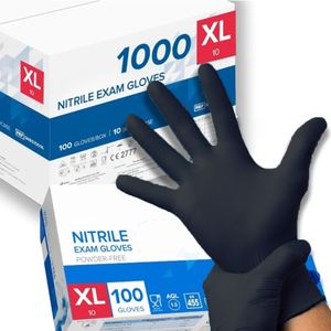 Gedikum 1000 Nitril-Handschuhe Set, Allergiefrei, Schwarz, Puderfrei, Latexfrei, Einweghandschuhe, medizinische Einweghandschuhe (Größe XL)