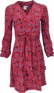 Minikleid in Wickeloptik aus Bio-Baumwolle, Bedrucktes Kleid mit Langen Ärmeln - Rot, Damen, Baumwolle(Bio), Größe: L