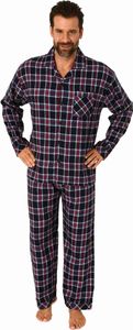 Herren Flanell Schlafanzug langarm Pyjama zum durchknöpfen - 222 101 15 873 ; navy , 58