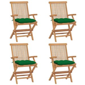 Gartenstühle mit Grünen Kissen 4 Stk. Massivholz Teak , Gartenstühle Design 2024