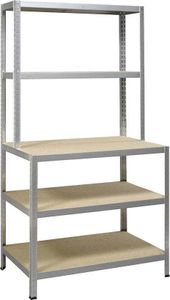 Avasco Starkes Arbeitsregal - Metall- und Holzoptik - 100cm breit - 875kg Tragfähigkeit - 175kg Tragfähigkeit pro Fachboden Avasco Starkes Arbeitsregal - Metall- und Holzoptik - 100cm breit - 875kg Tragfähigkeit - 175kg Tragfähigkeit pro Fachboden