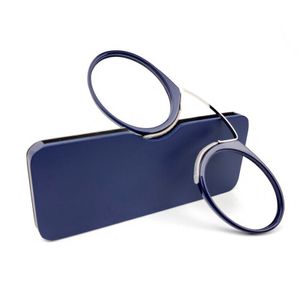 Mini-Lesebrille Clip Nose Brille Männer Frauen ohne Bügel mit Aufbewahrungsbox(Blau, Dioptrie +1.50)