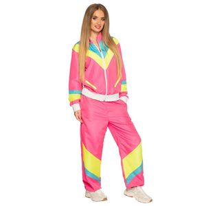 trainingsanzug Retro Babe Damen Polyester neon pink Größe L