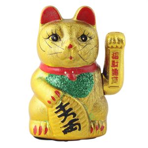 Glückskatze - Maneki-neko - Winkekatze aus Keramik - 17cm - gold
