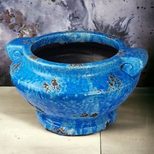 XL Vase Used Look in Blau