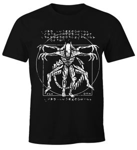 Herren T-Shirt Alien Xenomorph Parodie Da Vinci Fun-Shirt lustig Moonworks® schwarz L